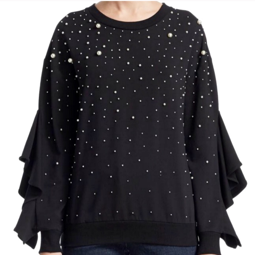 Scripted Sweatshirt Black w/ Pearls